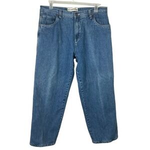 Faded Glory Red Fleece Lined Carpenter Jean 38x32 Winter Blue Denim Vintage Warm